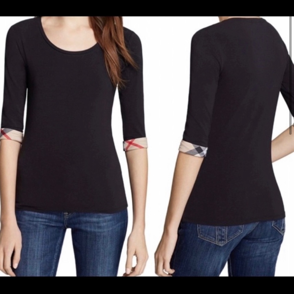 Burberry long sleeve with check trim